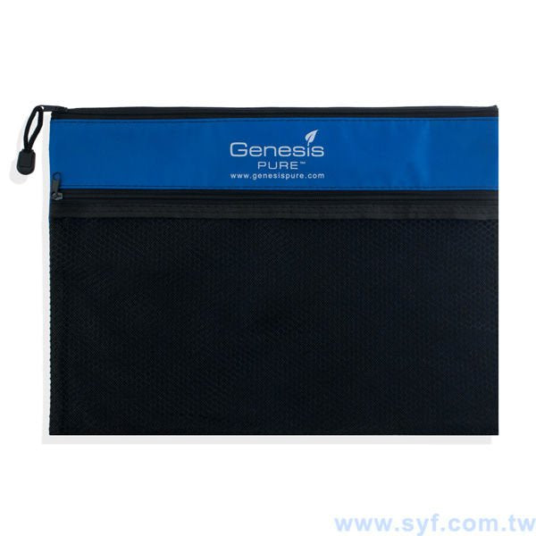 雙層拉鍊袋-牛津布材質加尼龍網格-單面單色印刷