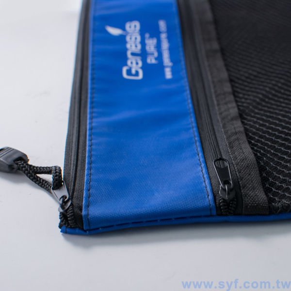 雙層拉鍊袋-牛津布材質加尼龍網格-單面單色印刷