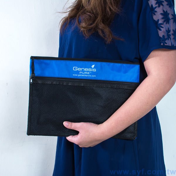 雙層拉鍊袋-牛津布材質加尼龍網格-單面單色印刷