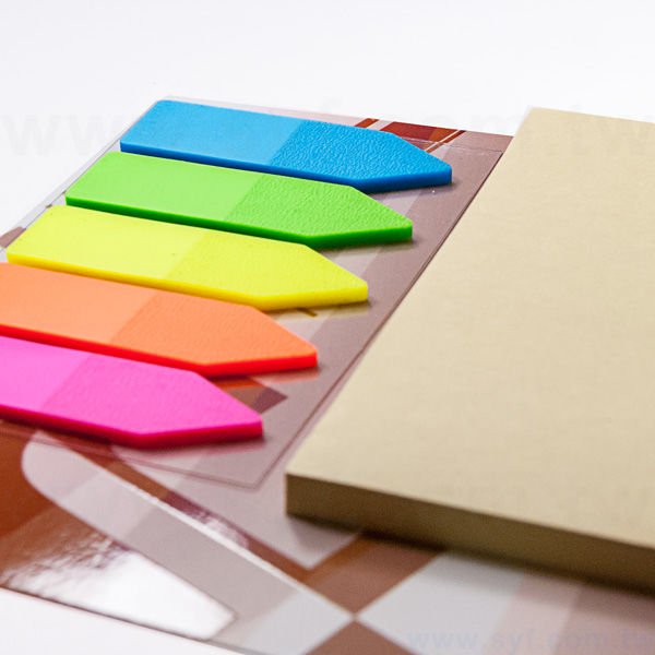 二合一五色標便利貼-局部上光便利貼-7.5x7.5內頁無印刷-memo-彩色背卡便利貼