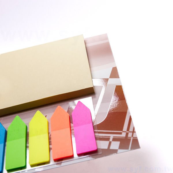 二合一五色標便利貼-局部上光便利貼-7.5x7.5內頁無印刷-memo-彩色背卡便利貼