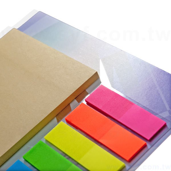 二合一五色標便利貼-局部燙銀便利貼-7.5x7.5內頁無印刷-memo-彩色背卡便利貼