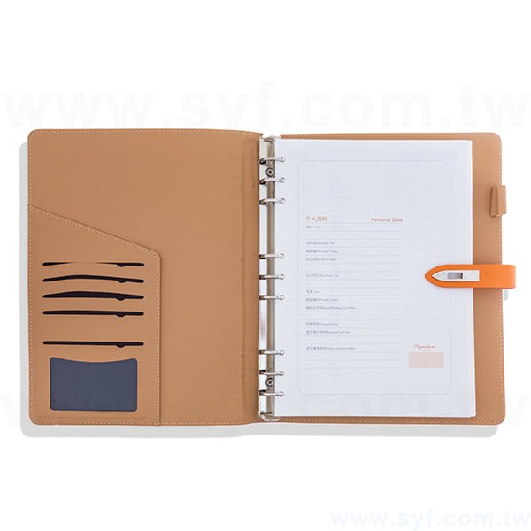 極簡皮紋工商日誌-金屬扣活頁筆記本-可訂製內頁及客製化加印LOGO