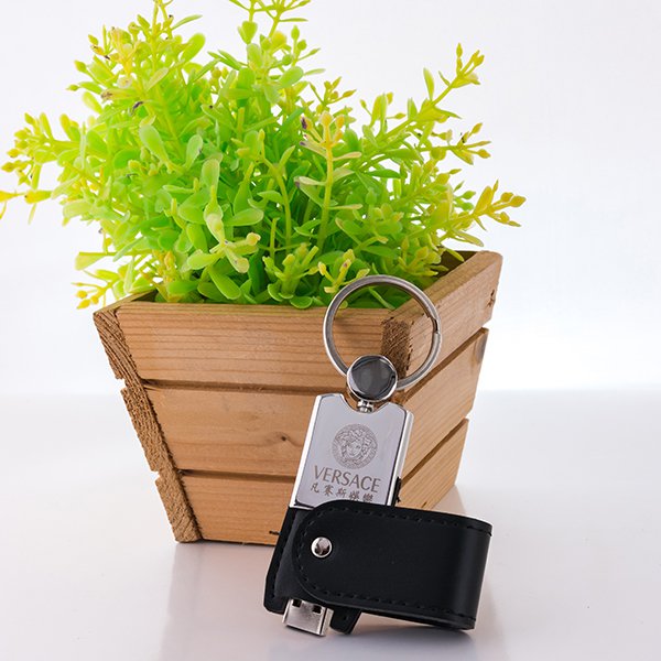 皮製隨身碟-鑰匙圈禮贈品USB-金屬皮環革材質隨身碟-採購訂製印刷推薦禮品