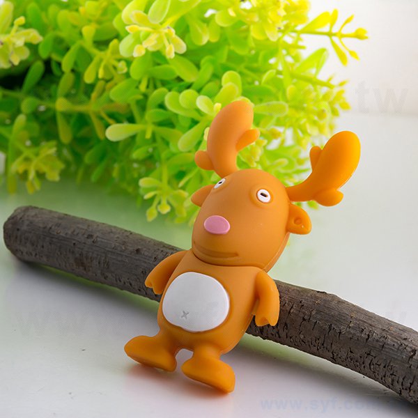 隨身碟-造型USB禮贈品-麋鹿公仔矽膠隨身碟-客製隨身碟容量-採購訂製推薦禮品