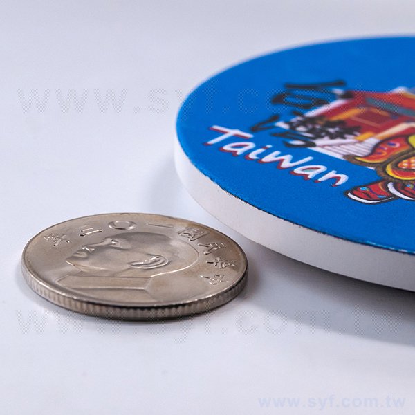 圓形陶瓷磁鐵杯墊-台灣廟宇直徑6.7cm磁鐵冰箱貼杯墊-可客製化印刷LOGO