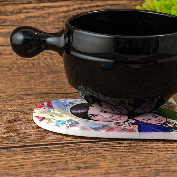 心形陶瓷杯墊-客製化圖案直徑6.7cm吸水杯墊-可客製化印刷LOGO