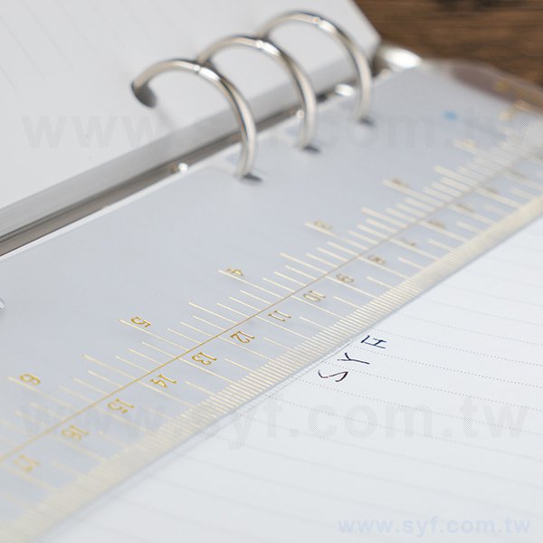 25K/32K/48K工商日誌-萬用手冊6孔加厚透明塑膠尺-工商日誌配件客製化禮品