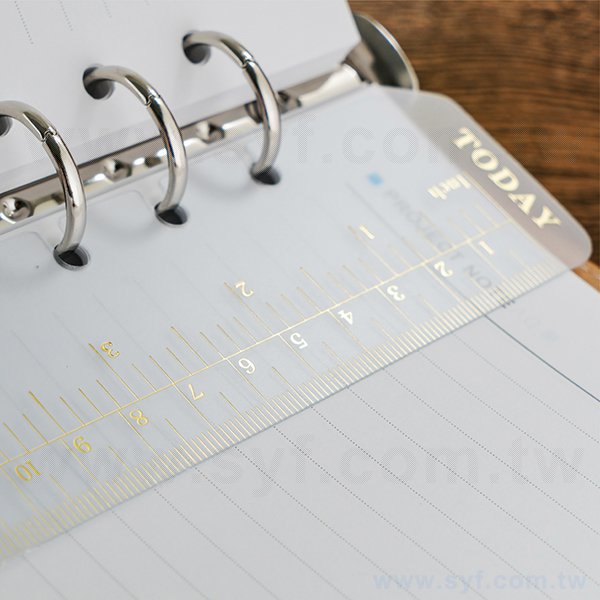 25K/32K/48K工商日誌-萬用手冊6孔加厚透明塑膠尺-工商日誌配件客製化禮品