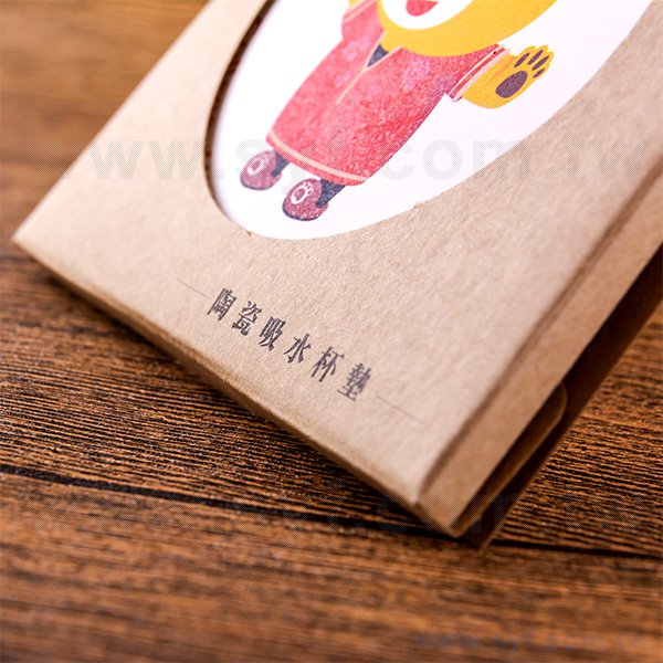 圓形陶瓷杯墊組-高應大直徑11cm吸水杯墊-一組四入-可客製化印刷LOGO