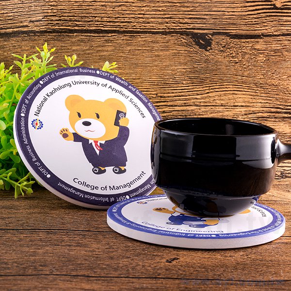 圓形陶瓷杯墊組-高應大直徑11cm吸水杯墊-一組四入-可客製化印刷LOGO