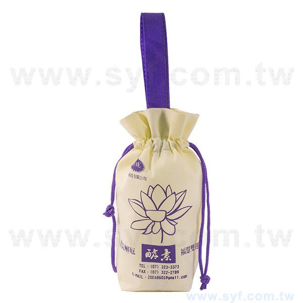 客製化束口袋-單色網版印刷-不織布材質加提袋-製作推薦環保束口包