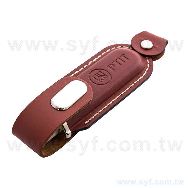 皮製隨身碟-時尚皮革USB-金屬皮環革材質隨身碟-訂製印刷推薦禮品