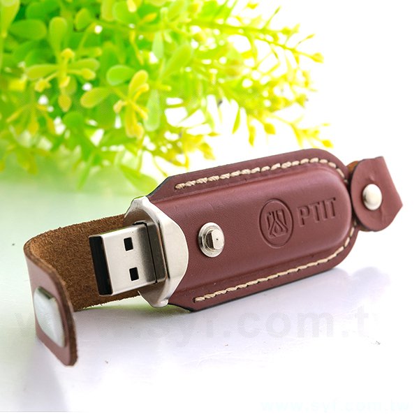 皮製隨身碟-時尚皮革USB-金屬皮環革材質隨身碟-訂製印刷推薦禮品