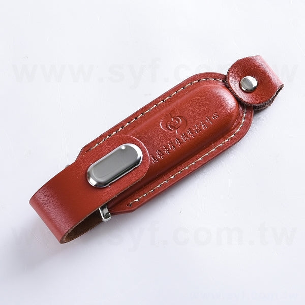 皮製隨身碟-時尚皮革USB-金屬皮環革材質隨身碟-訂製印刷推薦禮品
