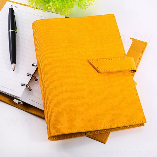 經典線條工商日誌-現代極簡黃按扣式活頁日誌-可訂製內頁及客製化印LOGO