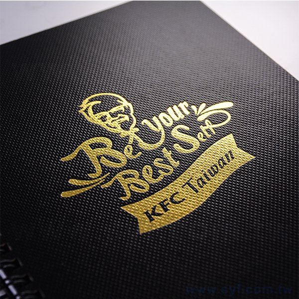 亮面珠紋燙金精裝環裝筆記本