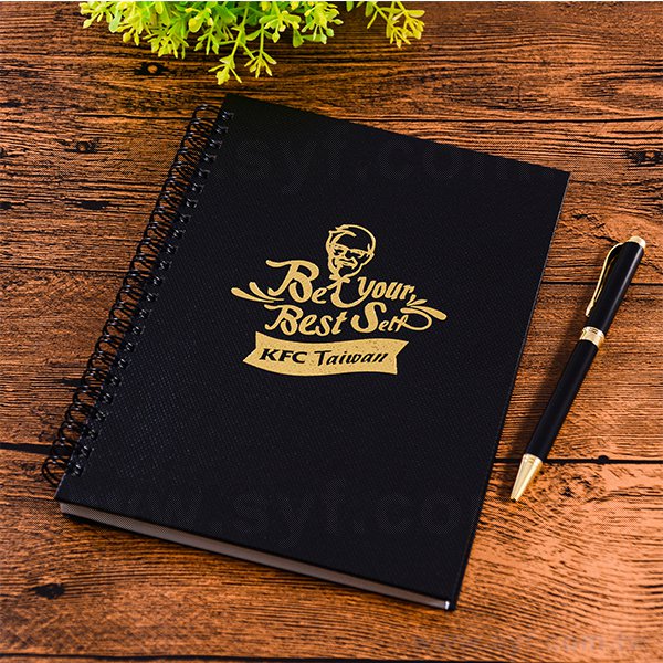 亮面珠紋燙金精裝環裝筆記本