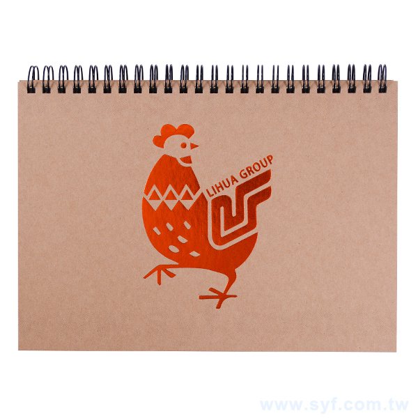 牛皮對裱燙紅精裝環裝筆記本