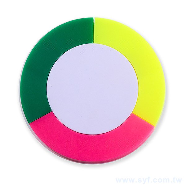 圓形造型三色螢光筆廣告筆