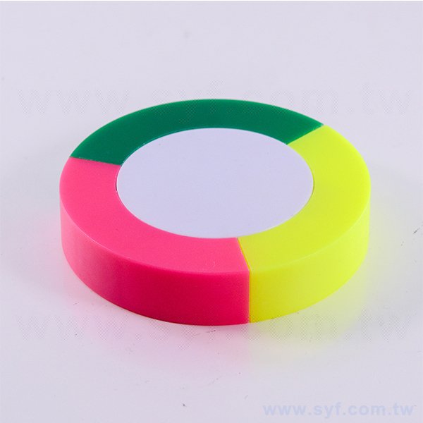 圓形造型三色螢光筆廣告筆