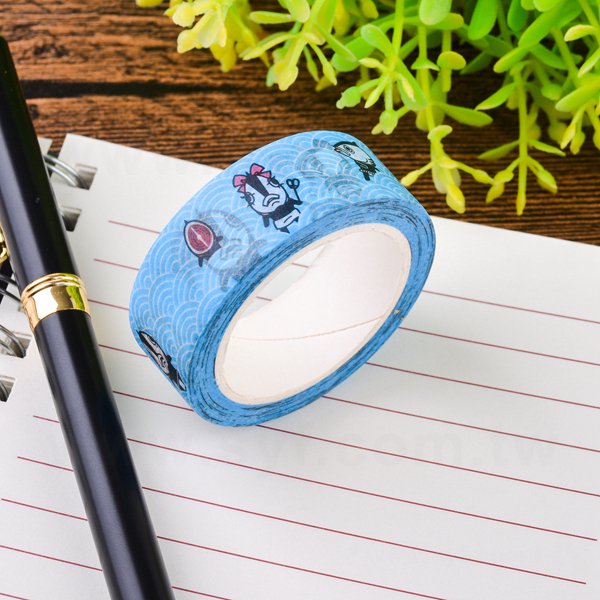 紙膠帶製作-藍色圓標貼紙包裝紙膠帶