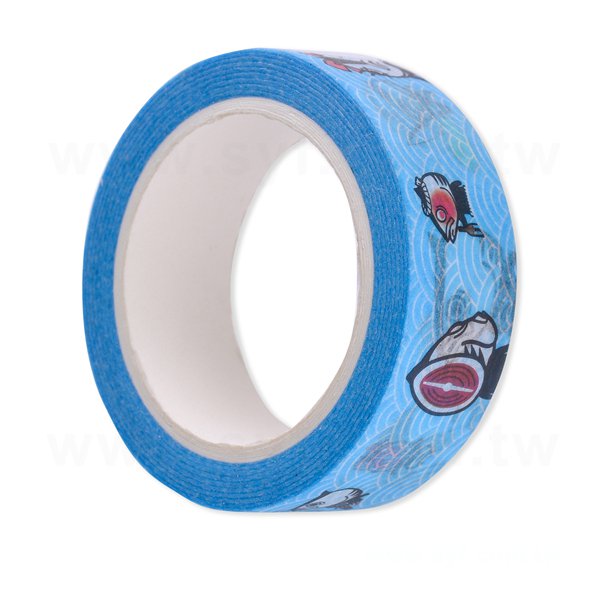 紙膠帶製作-藍色圓標貼紙包裝紙膠帶