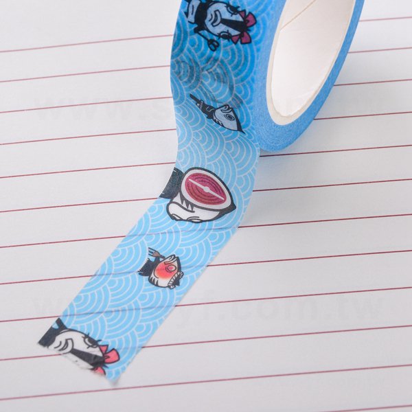 紙膠帶製作-藍色圓標貼紙包裝紙膠帶