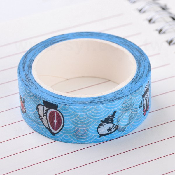 紙膠帶製作-藍色圓標貼紙包裝紙膠帶