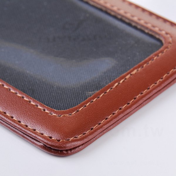 真皮雙層識別證套豎式