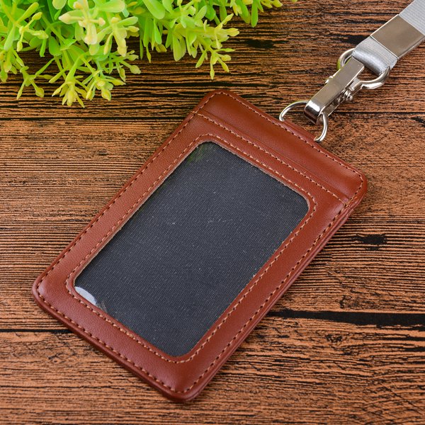 真皮雙層識別證套豎式