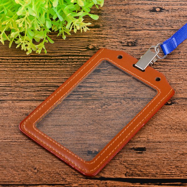 仿皮單層透明識別證皮套