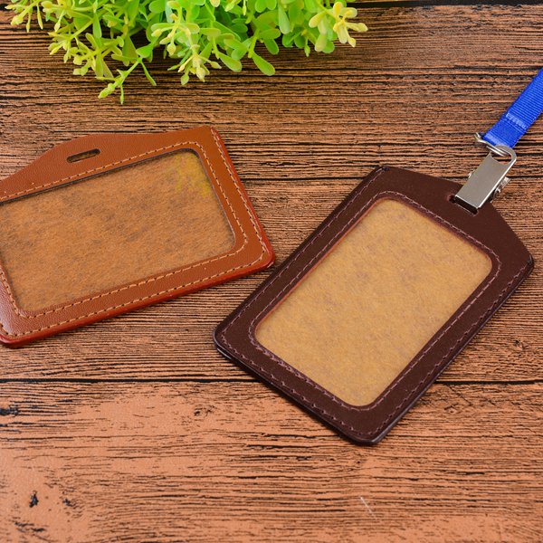 仿皮單層透明識別證皮套