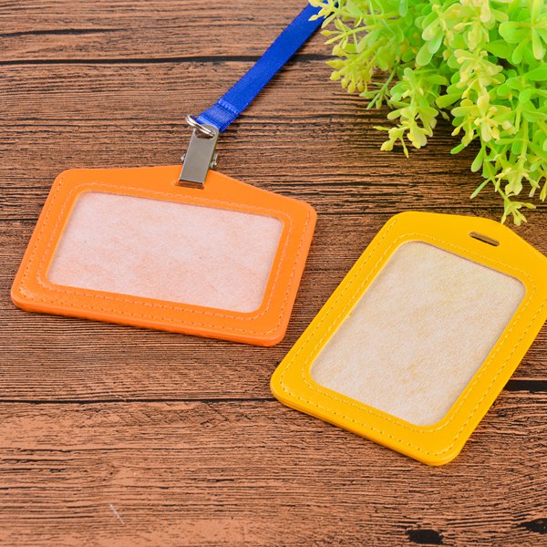 仿皮雙層透明識別證皮套