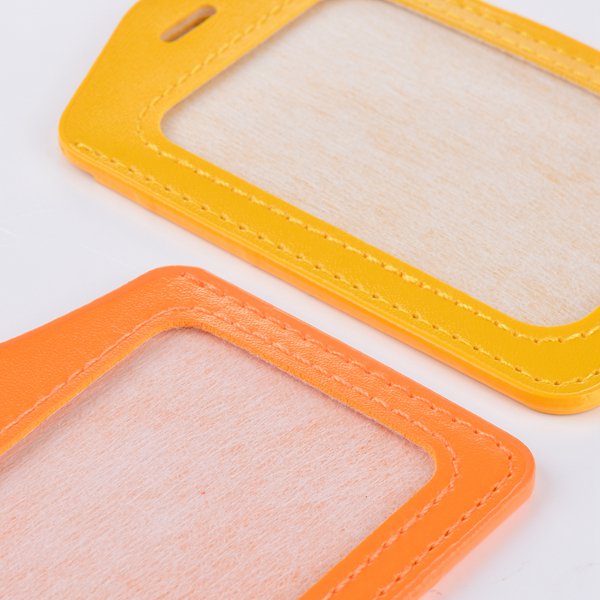 仿皮雙層透明識別證皮套