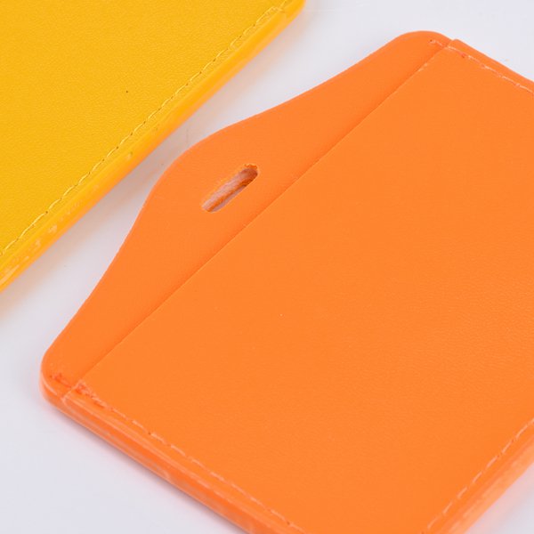 仿皮雙層透明識別證皮套