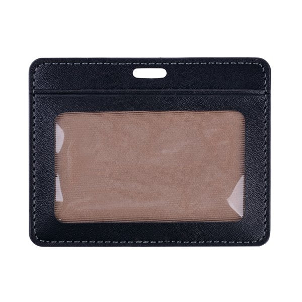仿皮雙層透明識別證皮套