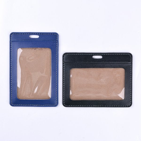 仿皮雙層透明識別證皮套