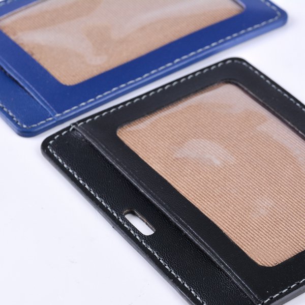 仿皮雙層透明識別證皮套