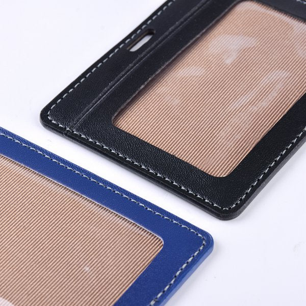 仿皮雙層透明識別證皮套