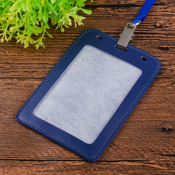 仿皮雙層透明識別證皮套豎式