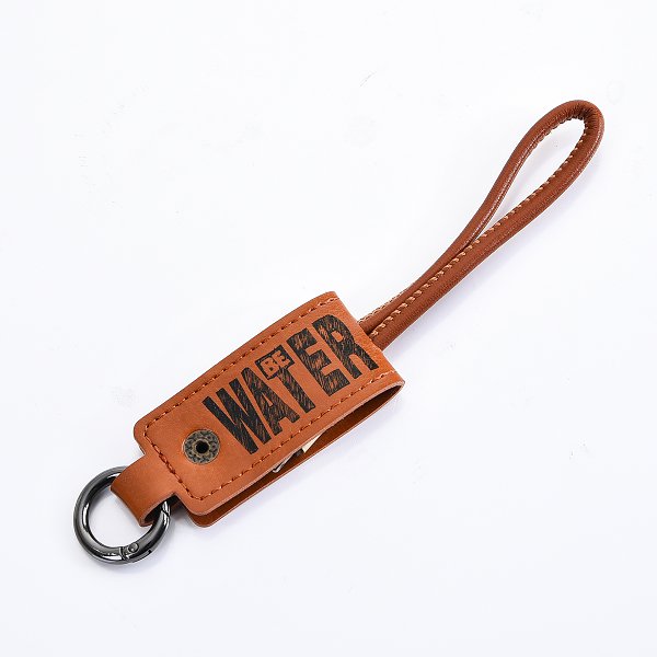 伸縮拉繩皮革鑰匙圈充電線