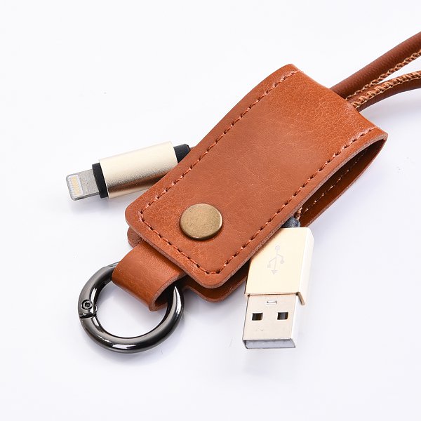 伸縮拉繩皮革鑰匙圈充電線