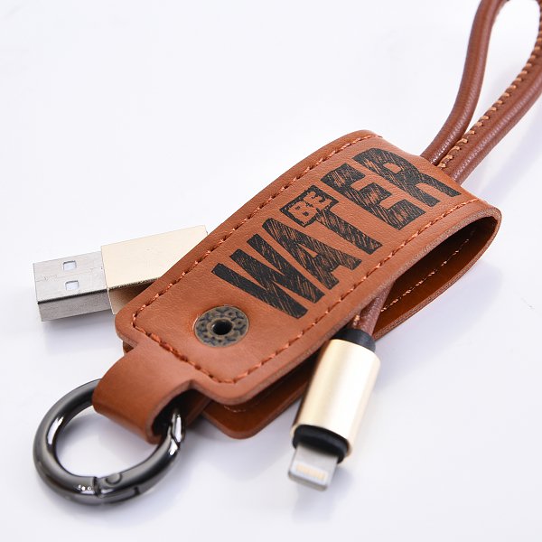 伸縮拉繩皮革鑰匙圈充電線