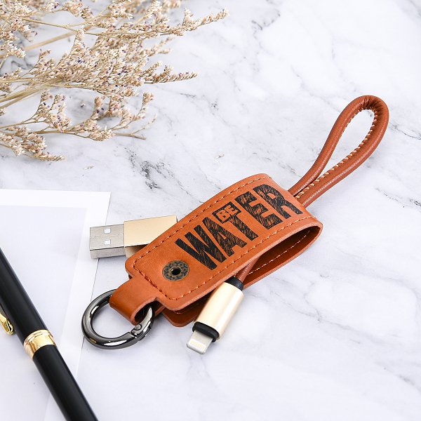 伸縮拉繩皮革鑰匙圈充電線