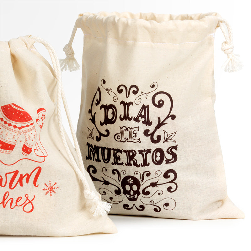 純棉束頸袋-本白純棉布-單面單色束頸禮物袋