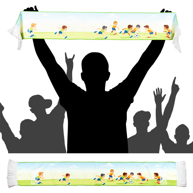 流蘇圍巾-100x15cm本白毛巾布-雙面彩色印刷