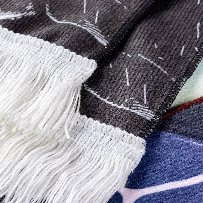 流蘇圍巾-100x15cm本白毛巾布-雙面彩色印刷