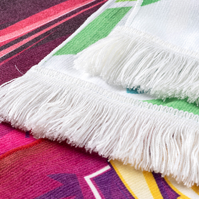 流蘇圍巾-120x15cm本白毛巾布-雙面彩色印刷