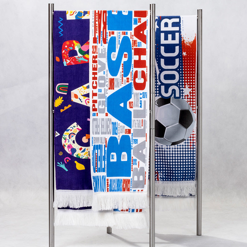 流蘇圍巾-135x20cm本白毛巾布-雙面彩色印刷